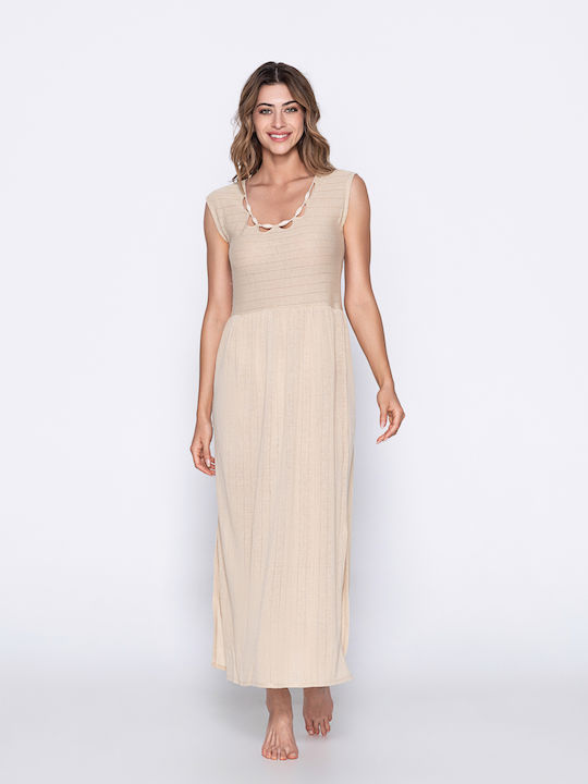 Luna Damen Maxi Kleid Strand Beige