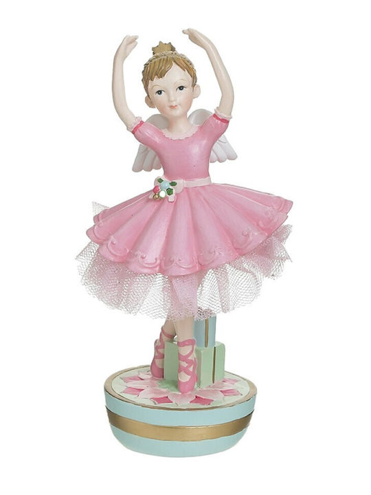 Inart Weihnachtliche Kunststoff Figur Balletttänzerin Rosa Länge 8cm