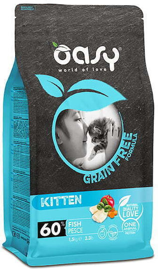 Oasy Adult Hrană Uscată fără Cereale & Gluten pentru Pisici Tinere cu Pește 0.3kg