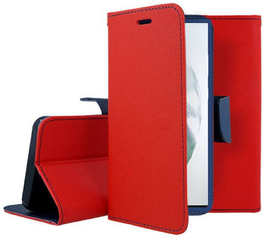 Diary Wallet Piele / Tesatura / Silicon Roșu (Galaxy S23 Ultra)