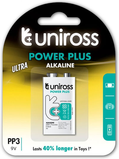 Uniross Power Plus Αλκαλική Μπαταρία 9V 1τμχ