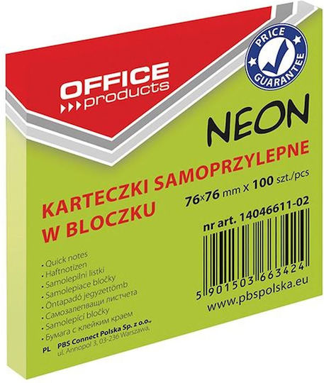 Office Point Autocolante Hârtii de Notițe în Cub 100 Foi Verzi 7.6x7.6buc