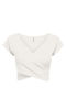 Only Women's Summer Crop Top Cotton Short Sleeve White