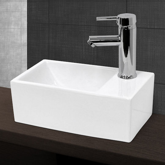 ECD Germany Wall Mounted Countertop Sink Ceramic 35x20.5x12.5cm White