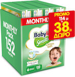 Babylino Tape Diapers Cotton Soft Sensitive No. 6 for 13-18 kgkg 152pcs