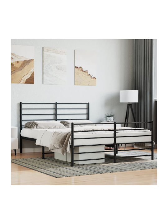Κρεβάτι Διπλό Μεταλλικό Μαύρο με Τάβλες για Στρώμα 140x200cm