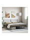 Bed King Size Metal Black with Slats for Mattress 180x200cm