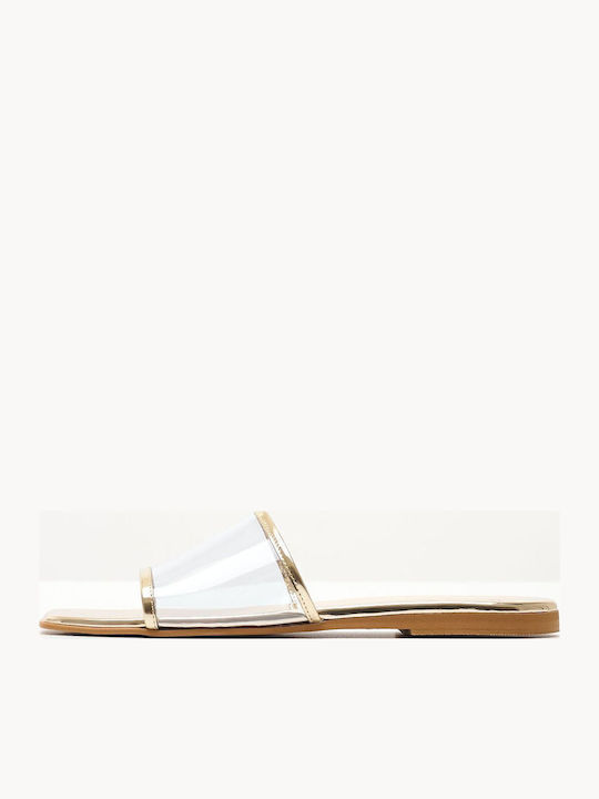 Mortoglou Leather Women's Flat Sandals in Gold ...