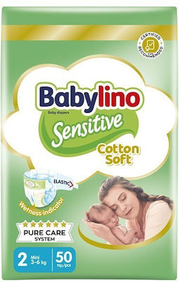 Babylino Tape Diapers Sensitive Cotton Soft Sensitive No. 2 for 3-6 kgkg 50pcs