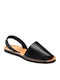 Leder Flache Sandalen für Damen in Schwarz Farbe