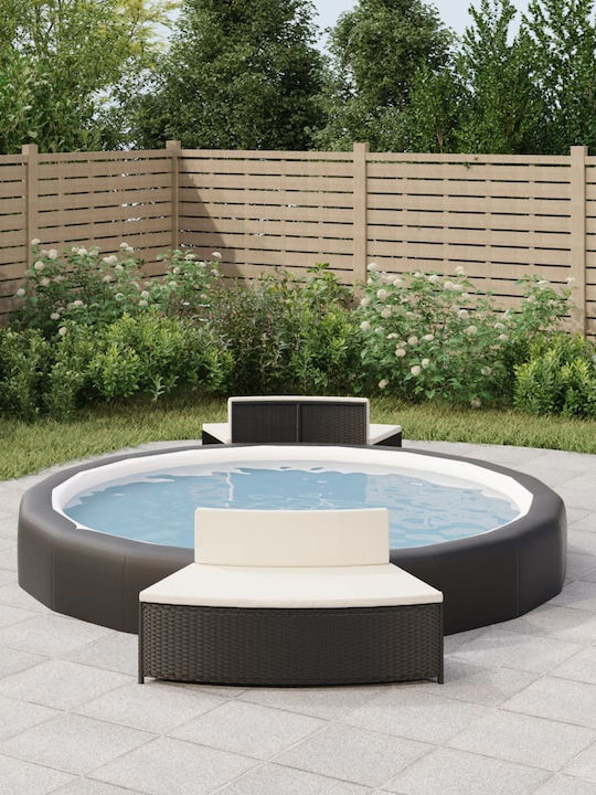 Bancă Exterior Rattan cu Perne 73x45x30cm