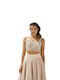 BSB Women's Summer Crop Top Sleeveless with Zipper Gold