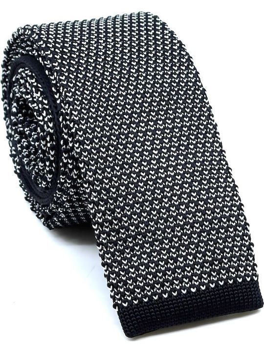 Legend Accessories Ανδρική Γραβάτα Πλεκτή με Σχέδια σε Μαύρο Χρώμα
