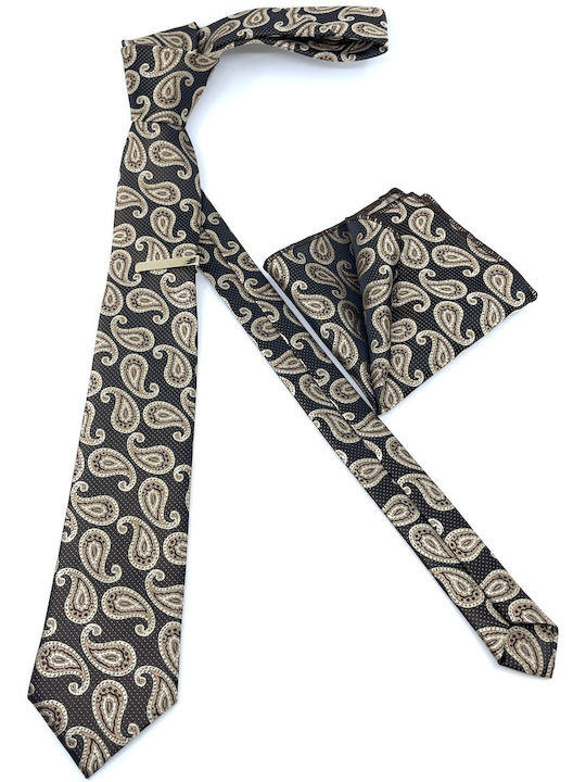 Legend Accessories Men's Tie Set Printed Brown