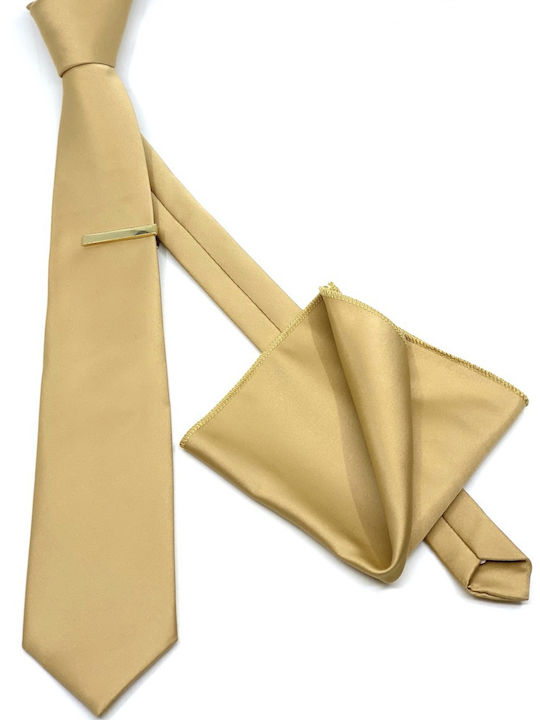Legend Accessories Σετ Ανδρικής Γραβάτας Μονόχρωμη σε Κίτρινο Χρώμα