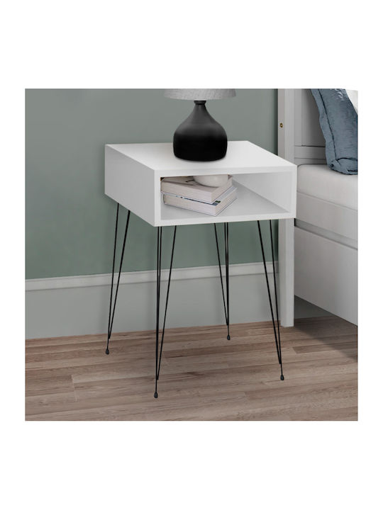 Scott Wooden Bedside Table White 40x30x60cm