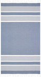 Aquablue Strandtuch Baumwolle Blau mit Fransen 180x90cm.