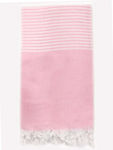 NODO Beach Towel Cotton Pink with Fringes 170x90cm.