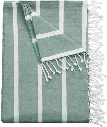 Butlers Strandtuch Baumwolle Grün mit Fransen 200x180cm.