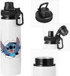 Koupakoupa Stitch Hello Kids Water Bottle Thermos Lilo & Stitch Aluminium with Straw White 850ml