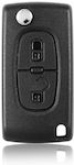 Foldable Car Key Shell with Blade with 2 Buttons for Peugeot