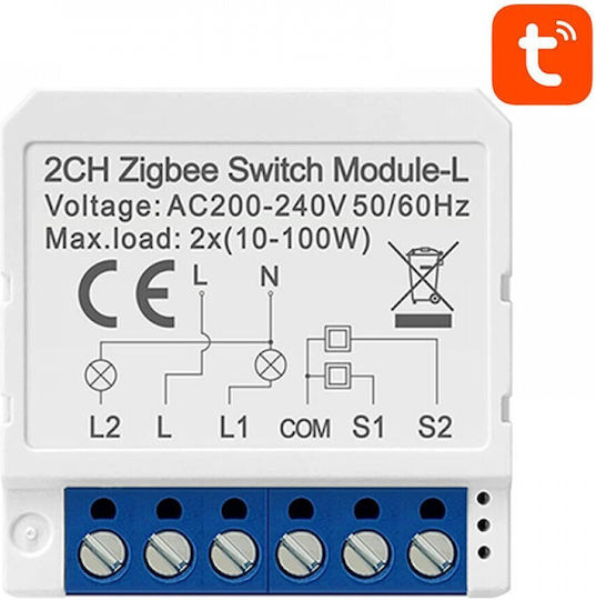 Avatto LZWSM16-W2 Smart Switch 2 Καναλιών ZigBee (χωρίς Ουδέτερο)