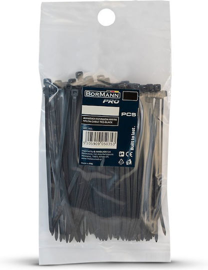 Bormann Plastic Cable Ties 380mm x 4.8mm in Black Colour (100 pcs) (050513)