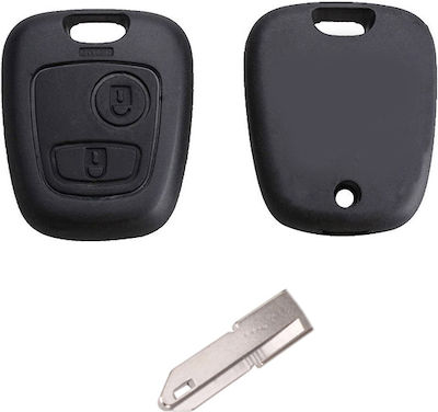 Car Key Shell with Blade with 2 Buttons for Peugeot