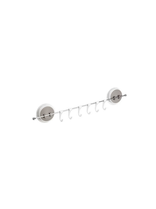 Wall-Mounted Bathroom Hook with 6 Positions Silver