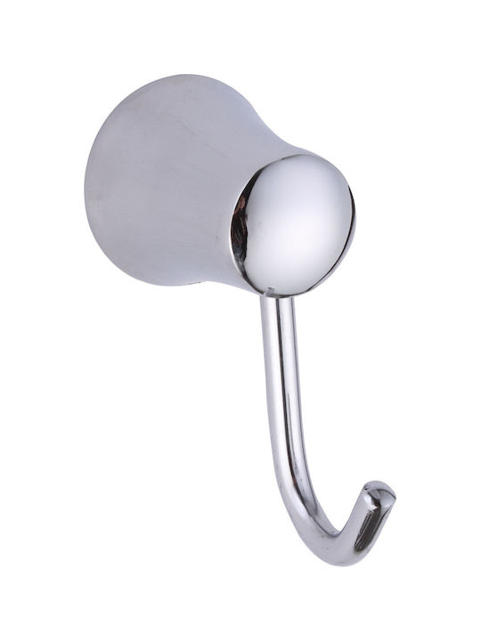 Single Wall-Mounted Bathroom Hook Inox Silver