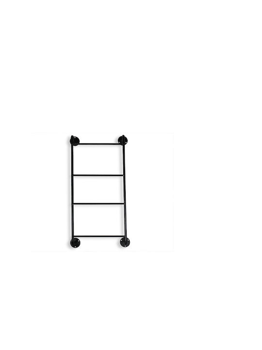 Wall-Mounted Bathroom Shelf Unit with 4 Positions ​32x68cm Black