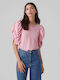 Vero Moda Women's Summer Blouse with 3/4 Sleeve Pink