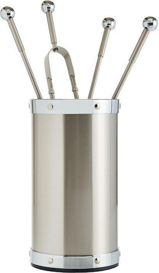 Zogometal 1150-K02 Fireplace Tool Set with Bucket Silver