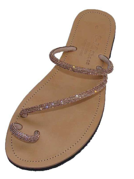 Flat Leather Women's Flat Sandals in Purple Color