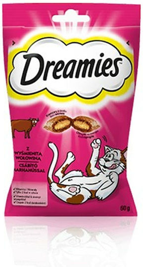 Dreamies Dry Food Λιχουδιές με Βοδινό για Ενήλικες Γάτες 60gr