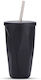 Sugar Love Glass Thermos Stainless Steel / Plastic 480ml Black with Straw