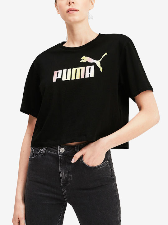 Puma Дамска Кроп Тениска Черно