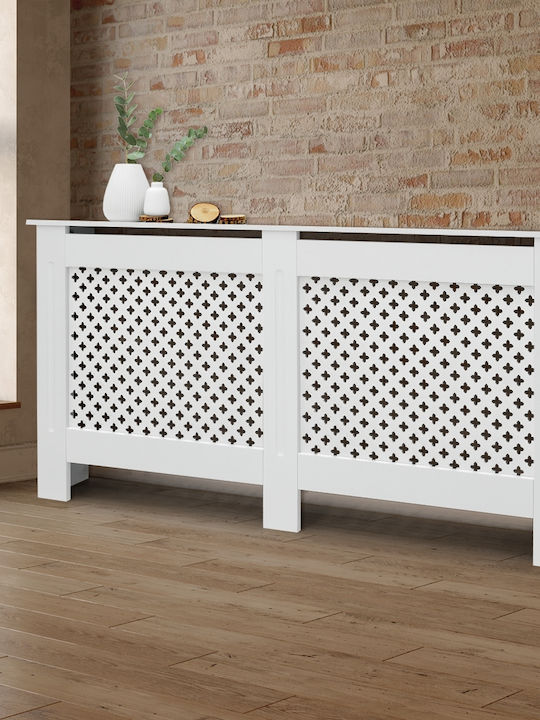 ECD Germany Diamond Pattern Radiator Cover from MDF White 152x19x82cm