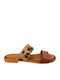 Flache Sandalen für Damen in Tabac Braun Farbe