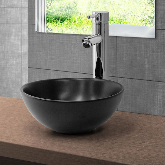 ML-Design Aufgesetztes Waschbecken Keramik 28x28x15cm Schwarz