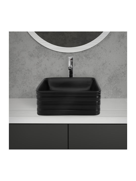 ML-Design Επικαθήμενος Νιπτήρας Κεραμικός 39x39x15cm Μαύρος