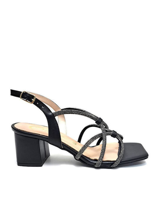 Cameo Sandals with Strass Black