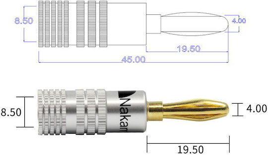 KAL Electronics Щепсел Банан мъжки Червен (XS-P017/R)