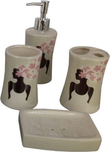 Set Accesorii Pentru Baie Ceramică Multicolor 4 Bucăți