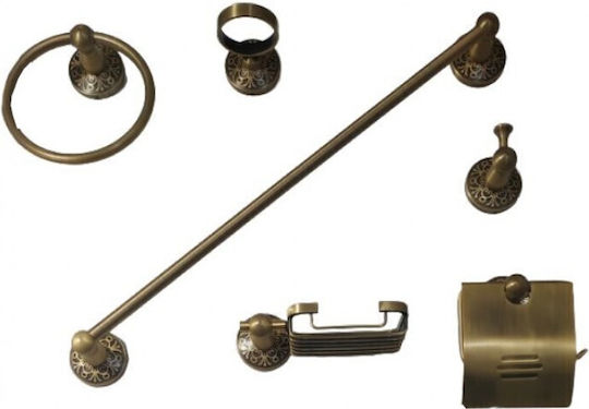 Montat pe perete Set Accesorii Baie Metalic Auriu 6buc