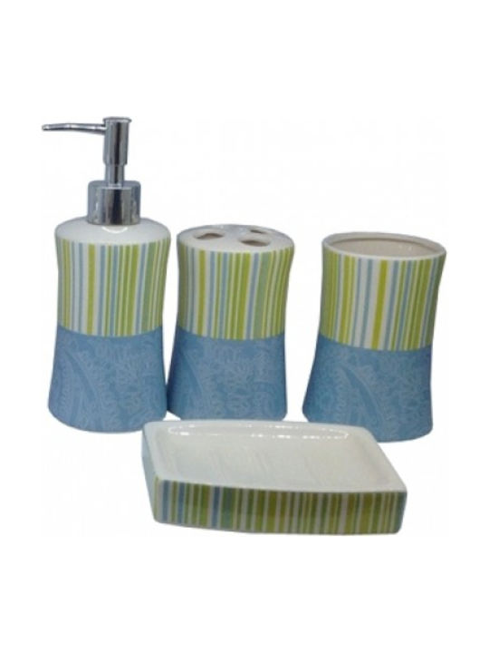 Ceramic Multicolour Bathroom Accessory Set 4 Pieces