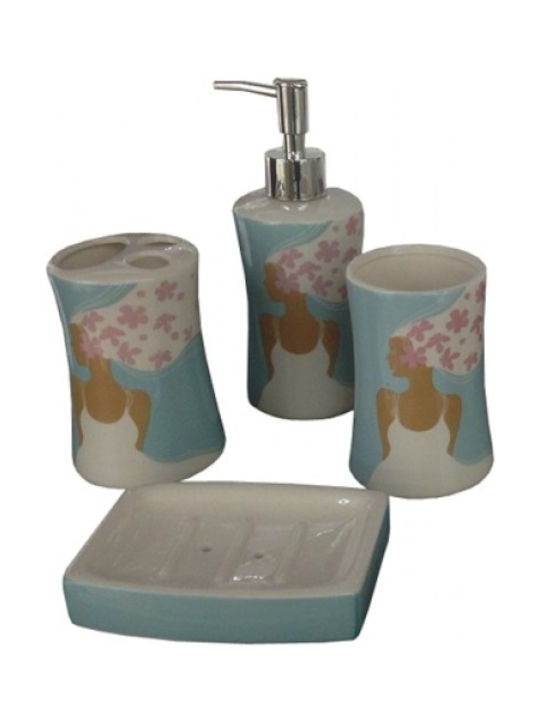 Set Accesorii Pentru Baie Ceramic Multicolor 4 Bucăți