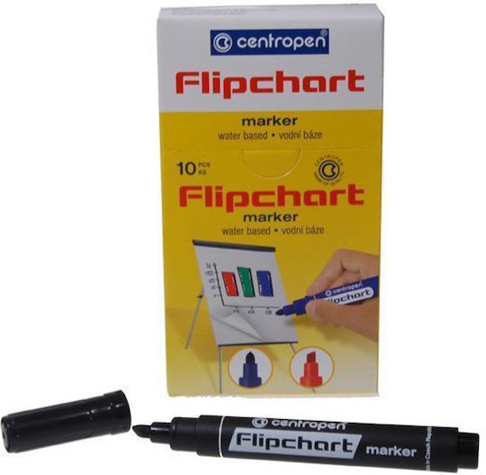 Centropen Μαρκαδόροι Πίνακα Μαύροι 4.6mm Σετ 10τμχ