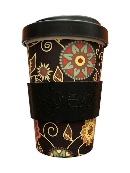 Bamboo Cup with Lid Black 450ml