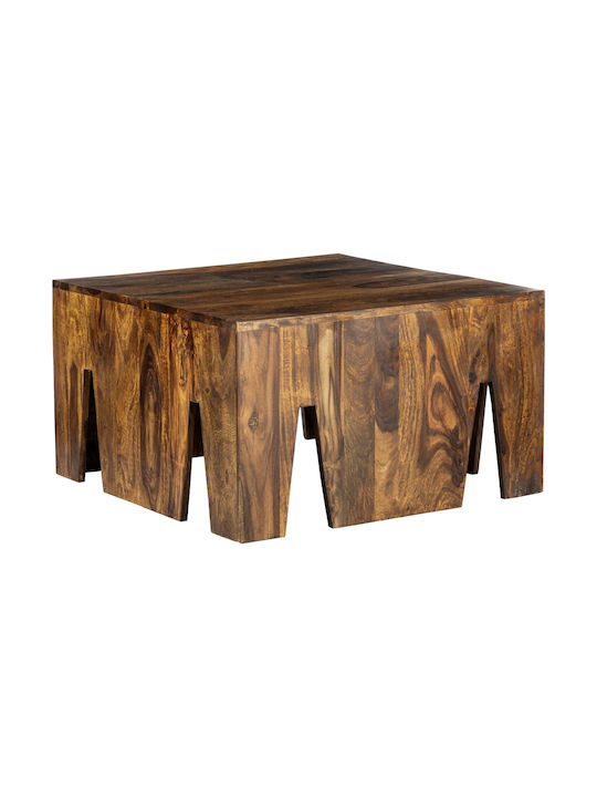 Square Solid Wood Coffee Table Natural L70xW70xH40cm